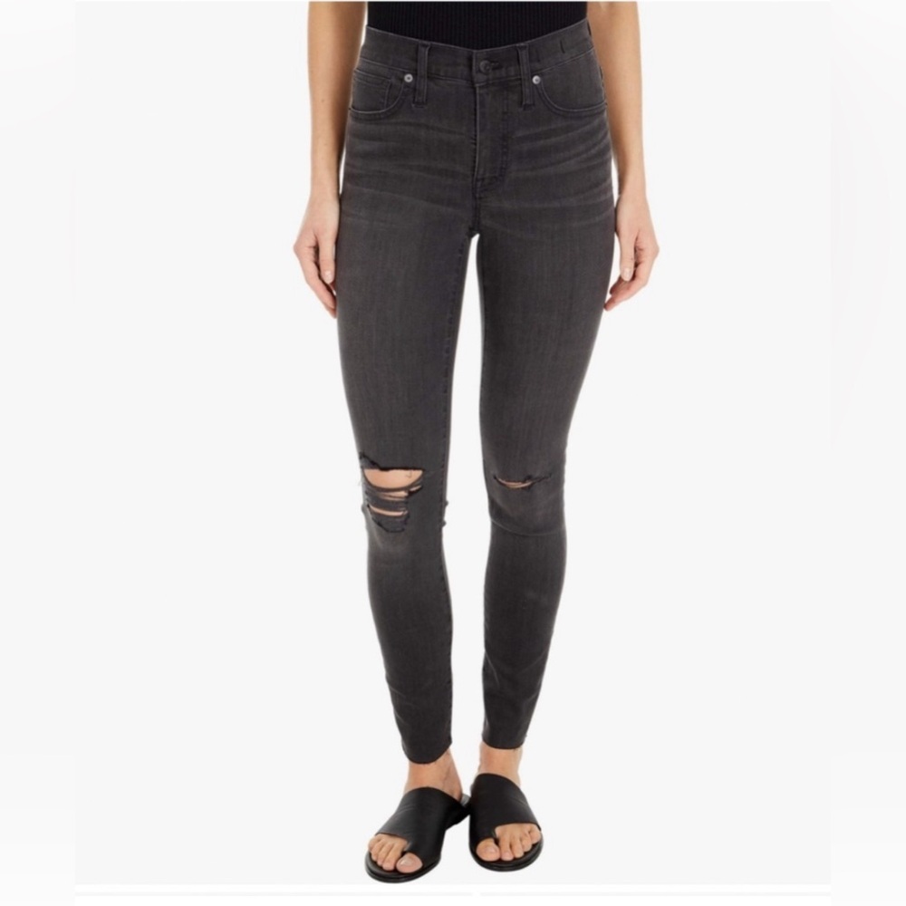 Madewell Curvy Skinny High-Rise Jeans distressed black size 24